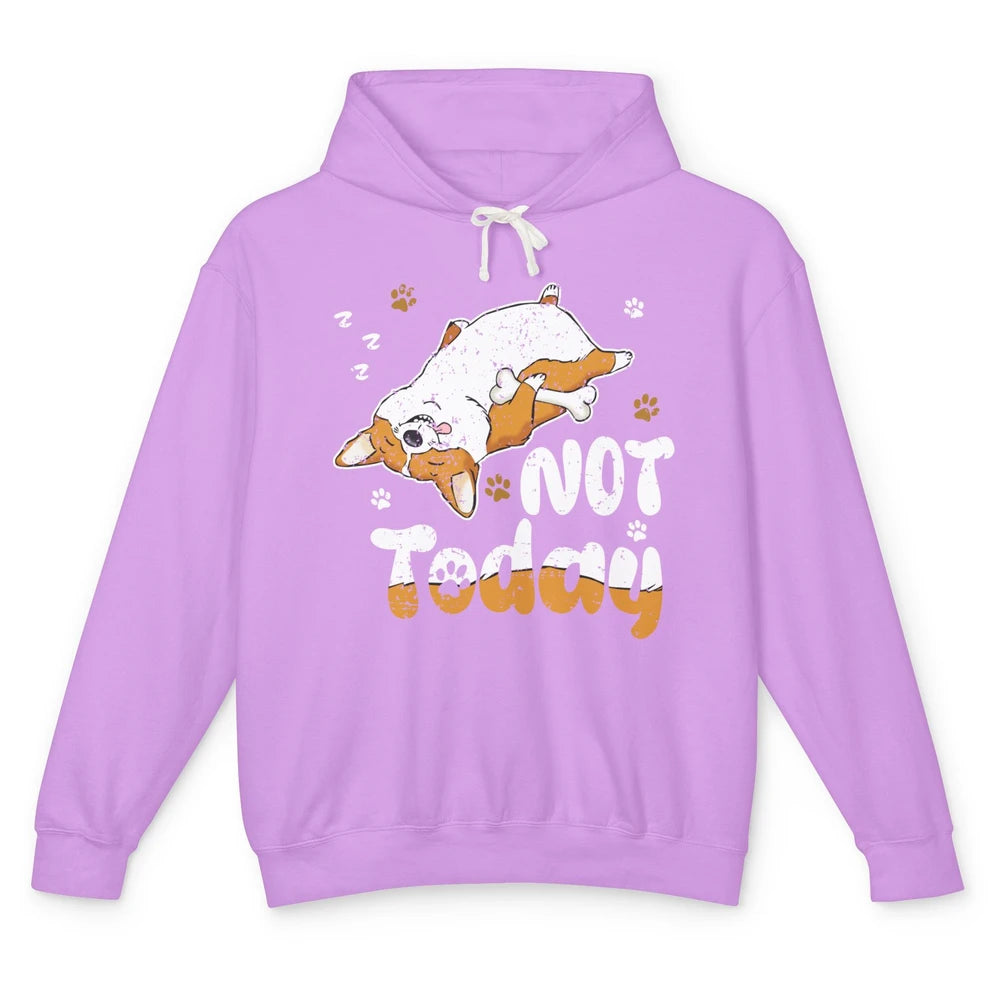 Retro Lazy Corgi Not Today World Lazy Day Corgi Dog Lovers Unisex Lightweight Hoodie
