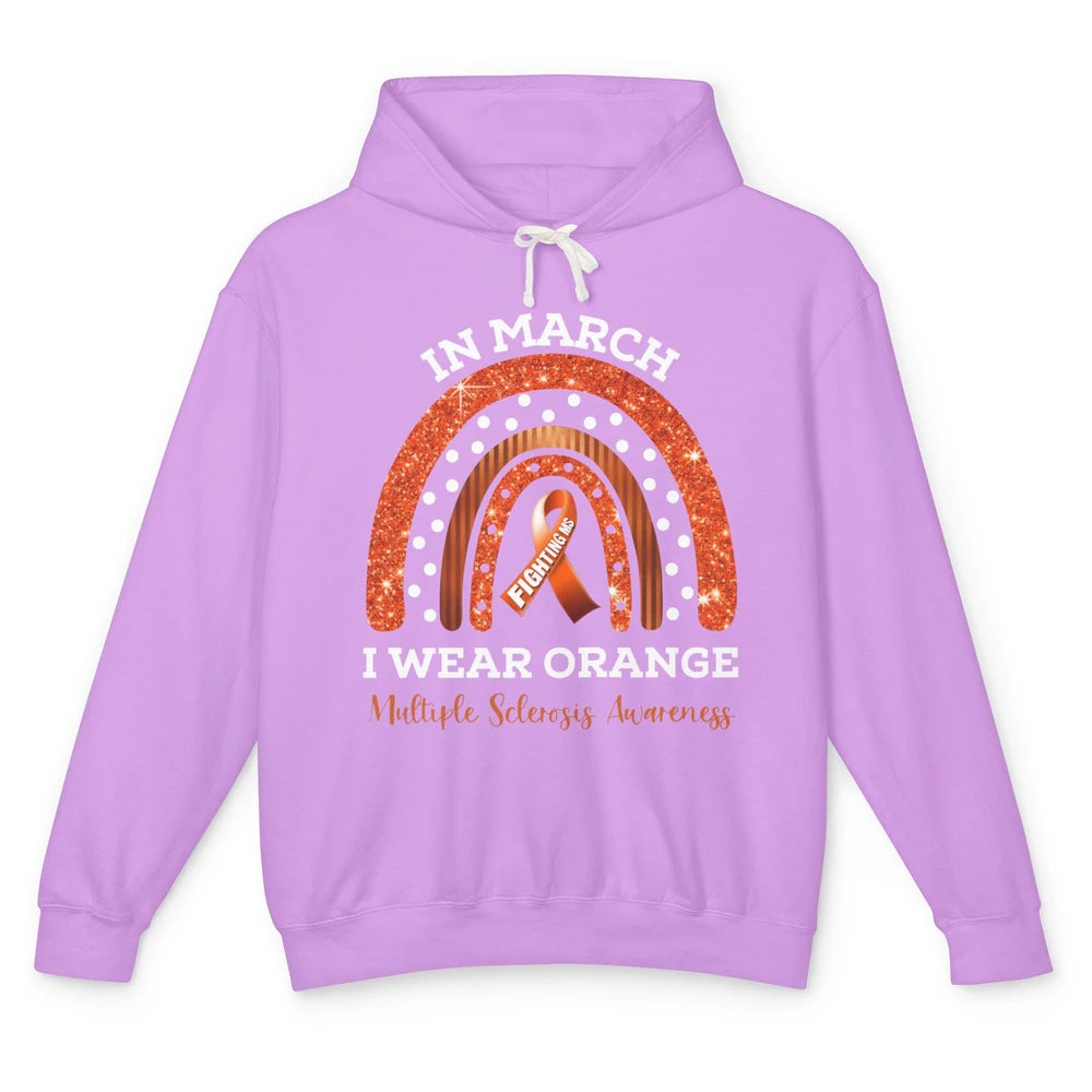 Multiple Sclerosis Awareness In March We Wear Orange Rainbow Unisex Lightweight Hoodie
