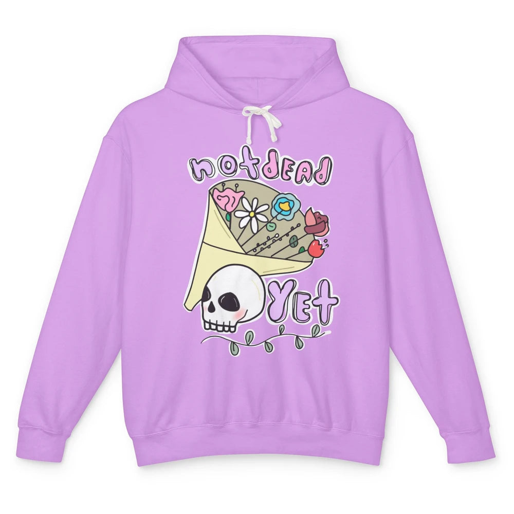Not Dead Yet Funny Skull Flower Cancer Warrior Fighter Boho Unisex Lightweight Hoodie