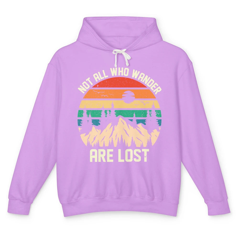 Retro Mountain Sunset Camping Not All Who Wander Are Lost Unisex Lightweight Hoodie