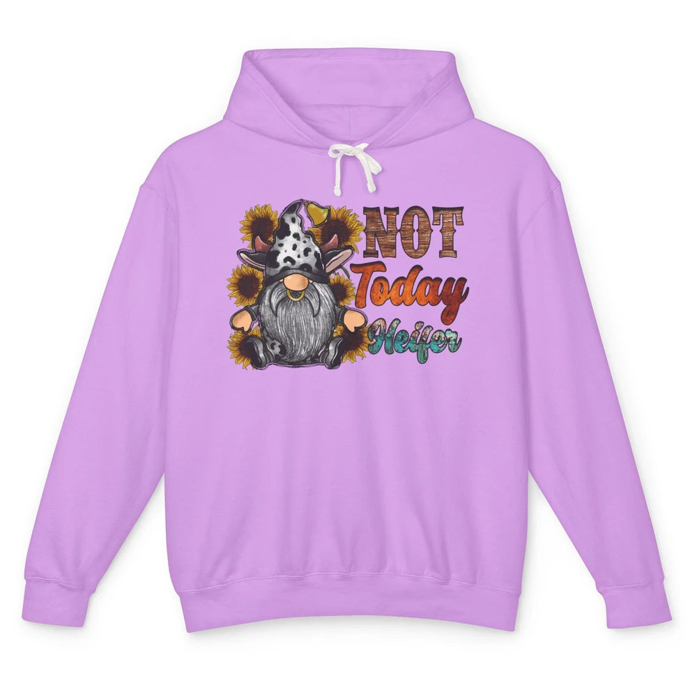 Not Today Heifer Funny Cow Gnome Western Heifer Cowhide Unisex Lightweight Hoodie