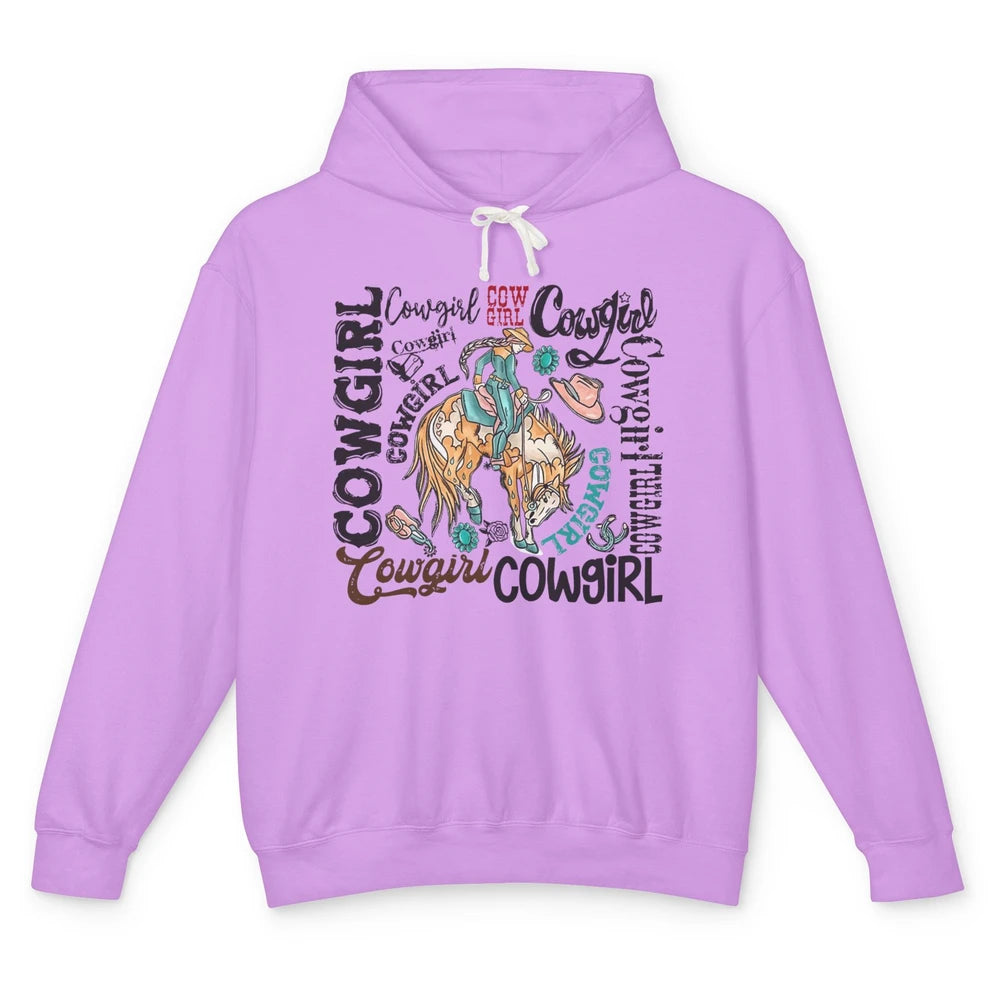 Retro Cowgirl Rodeo Wild Western Country Cowboy Hat Unisex Lightweight Hoodie