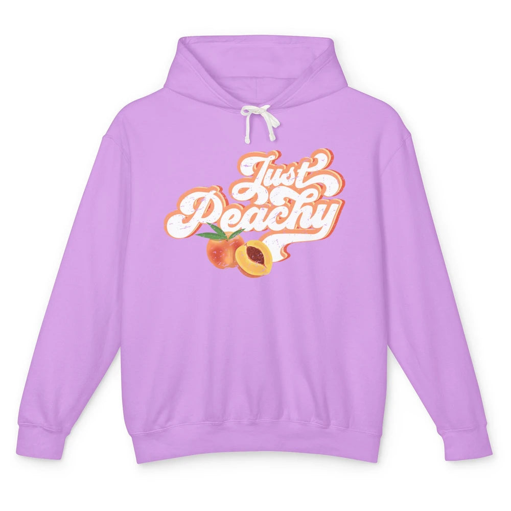 Retro Just Peachy Retro 70s Georgia Peaches Summer Fruit Unisex Lightweight Hoodie