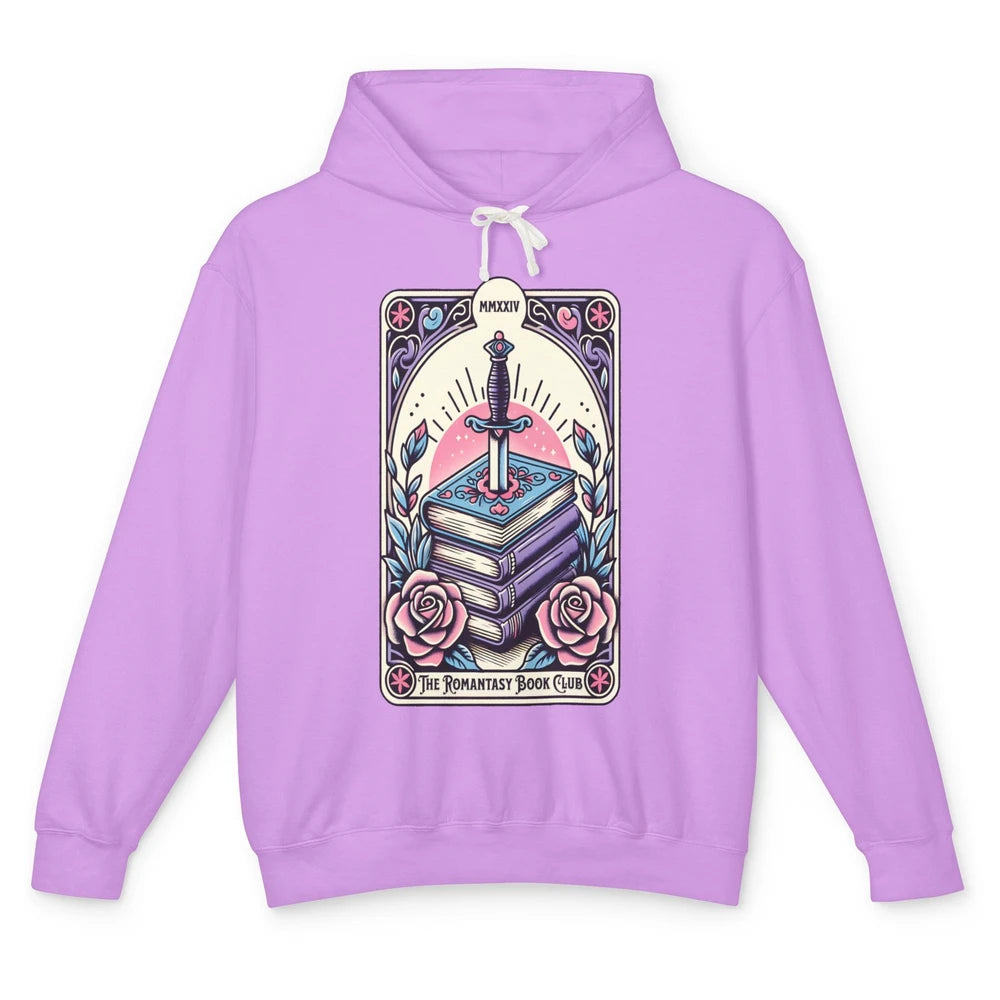 Romantasy Book Club Pastel Tarot Card Sword Floral Reading Books Bookish Bookworm Unisex Lightweight Hoodie