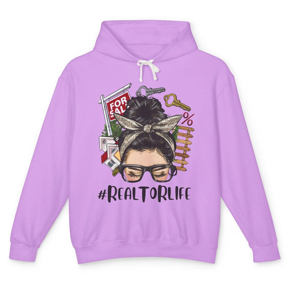 Realtor Life Messy Bun Real Estate Agent Housing Investment Unisex Lightweight Hoodie