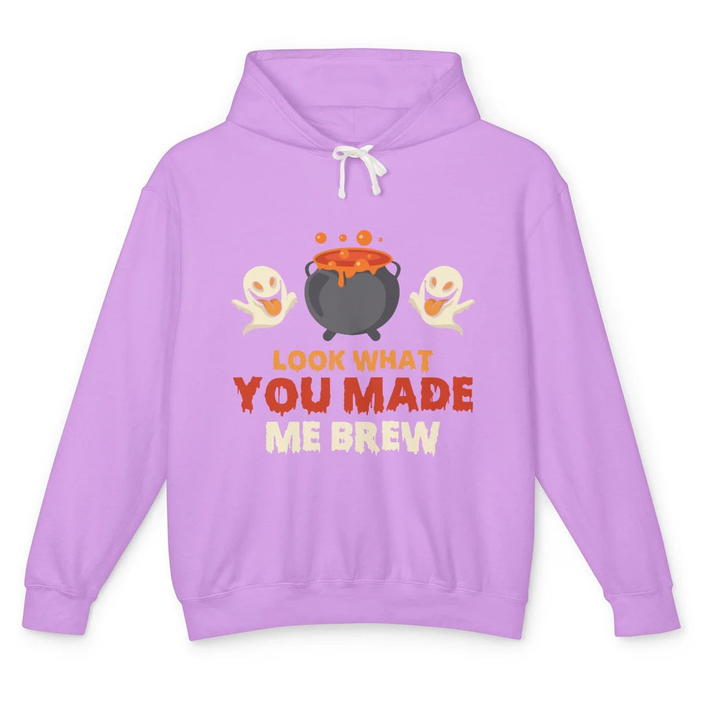 Funny Look What You Made Me Brew Boo Halloween Spooky Season Unisex Lightweight Hoodie