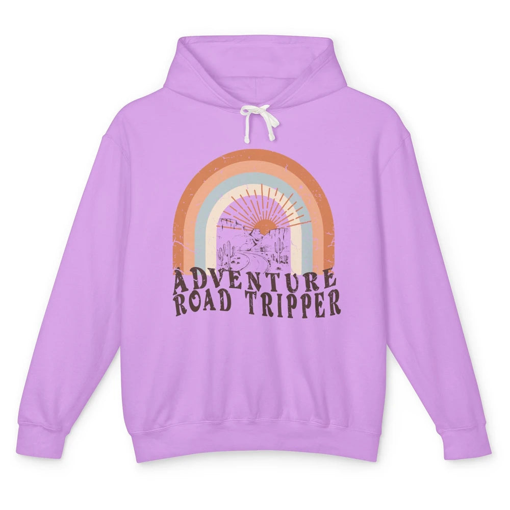 Retro Desert Sunrise Rainbow Adventure Road Tripper Western Unisex Lightweight Hoodie