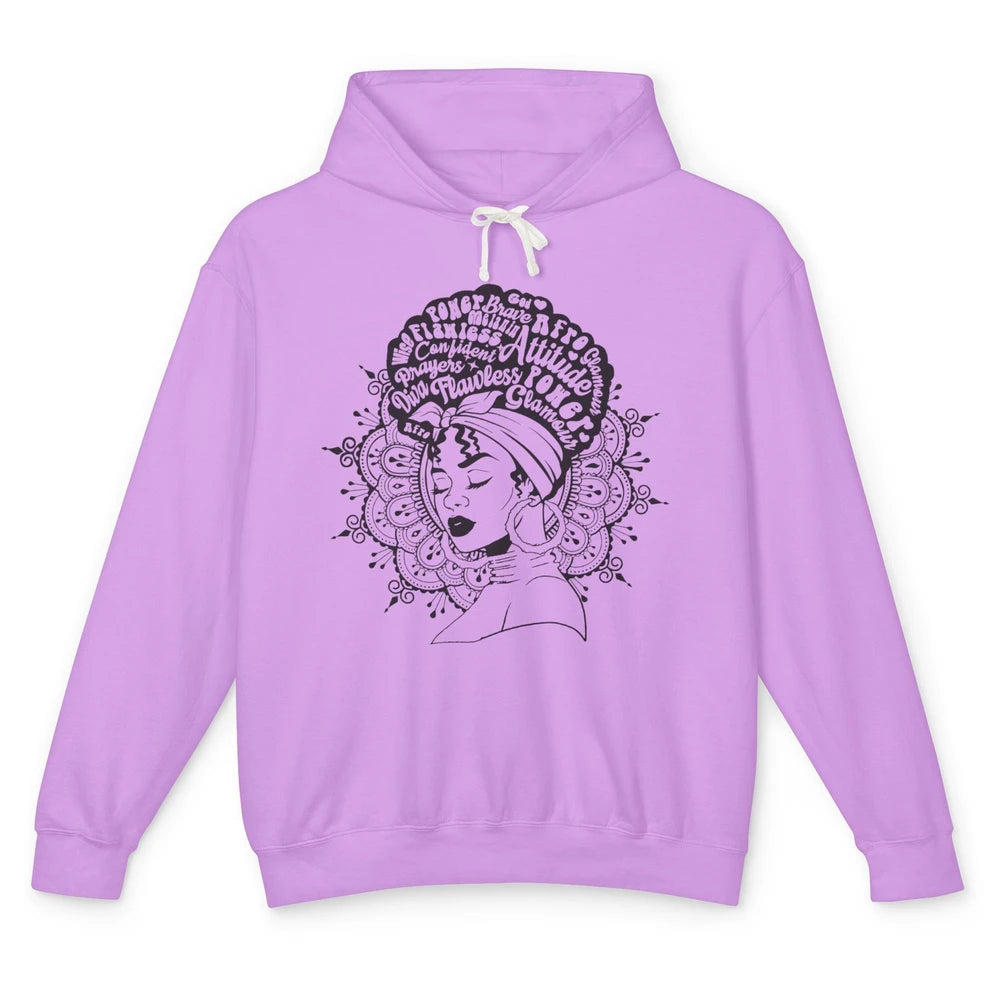 Afro Melanin Woman Turban Hair Quotes African American Woman Unisex Lightweight Hoodie