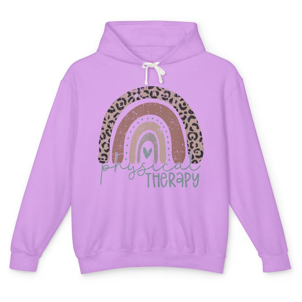 Retro Physical Therapy Rainbow Physical Therapist PT Leopard Unisex Lightweight Hoodie