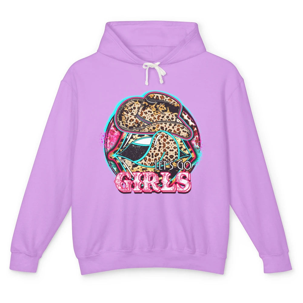 Retro Leopard Cowboy Boots Let's Go Girls Western Cowgirls Unisex Lightweight Hoodie
