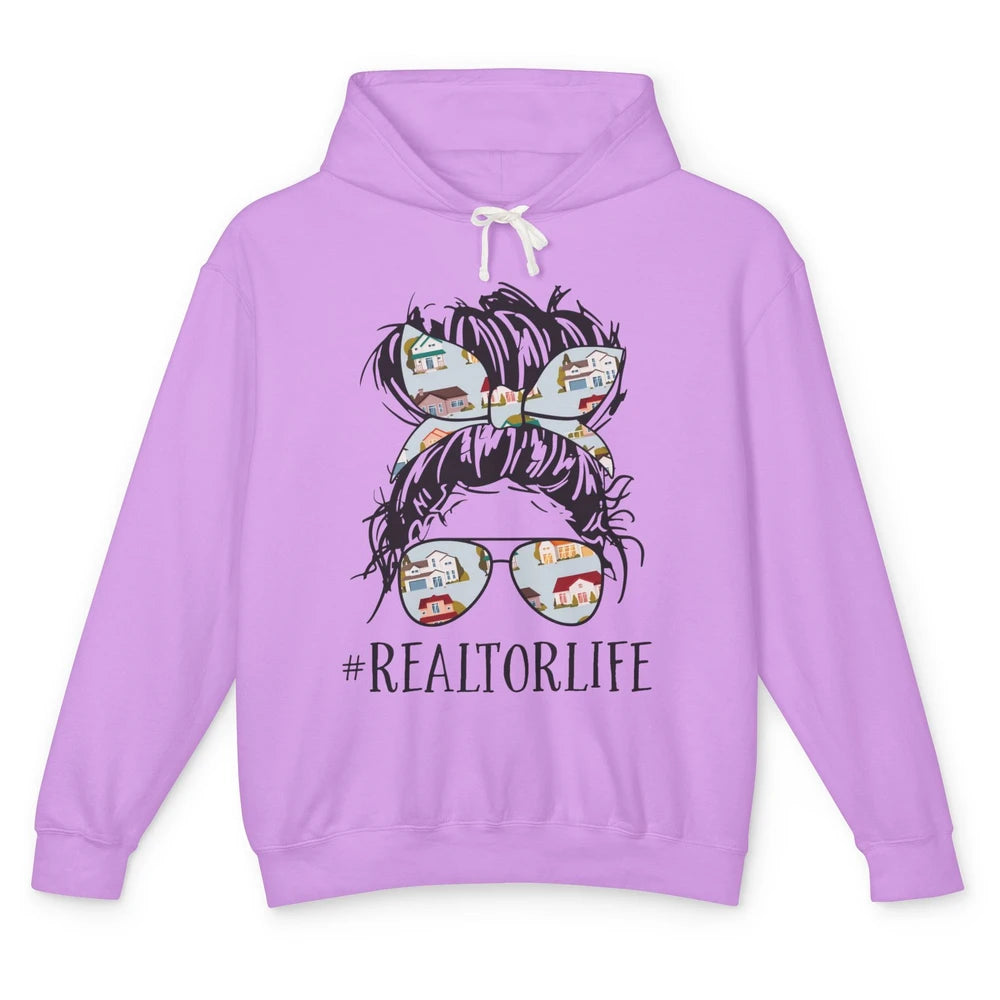 Realtor Life Messy Bun Real Estate Agent Housing Investment Unisex Lightweight Hoodie