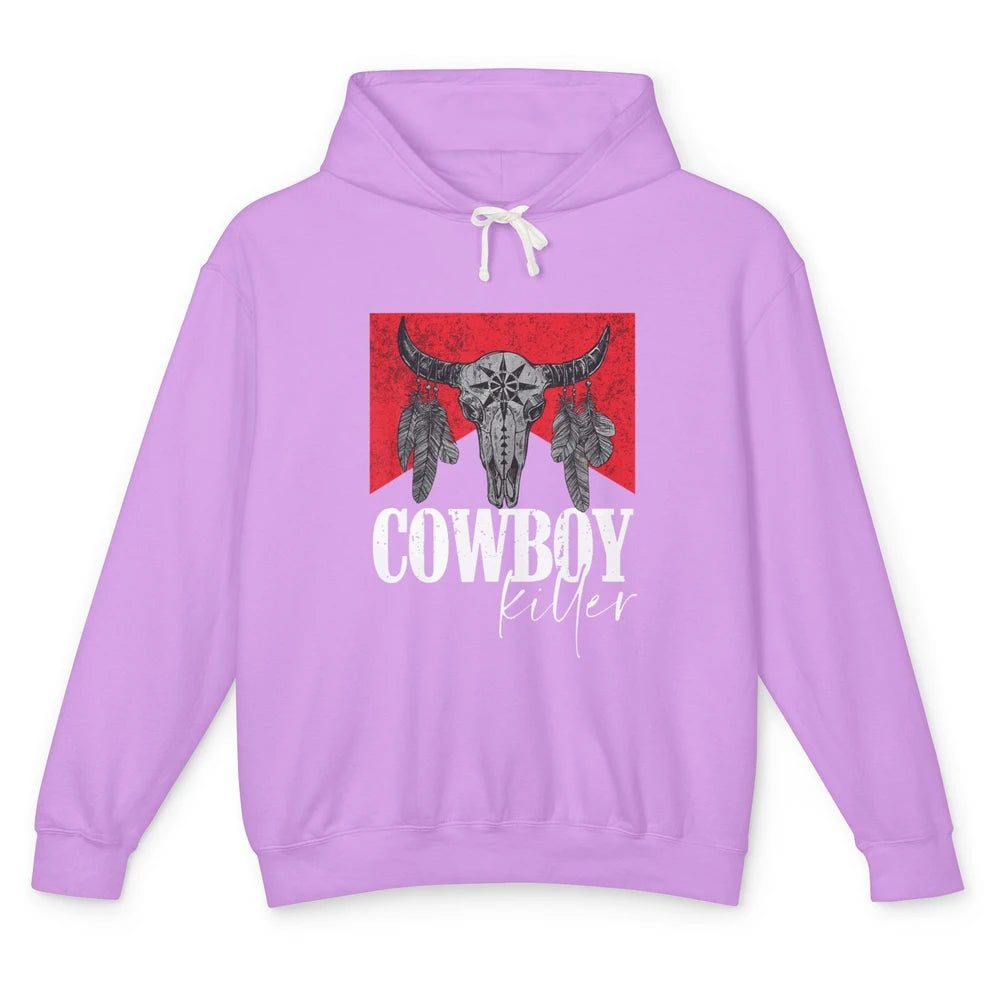 Retro Cow Skull Cowboy Killer Punchy Bull Western Country Unisex Lightweight Hoodie