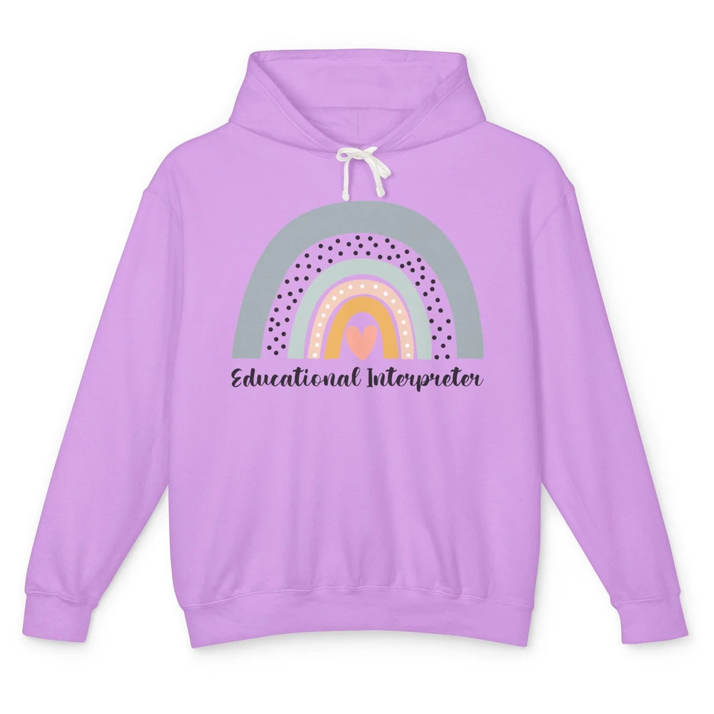 Retro Boho Rainbow Educational Interpreter Back To School Unisex Lightweight Hoodie
