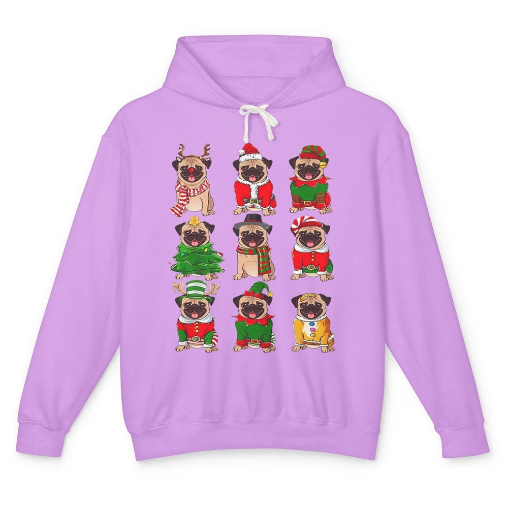 Pug Collection Christmas Santa Pug Dog Christmas Pugmas Unisex Lightweight Hoodie