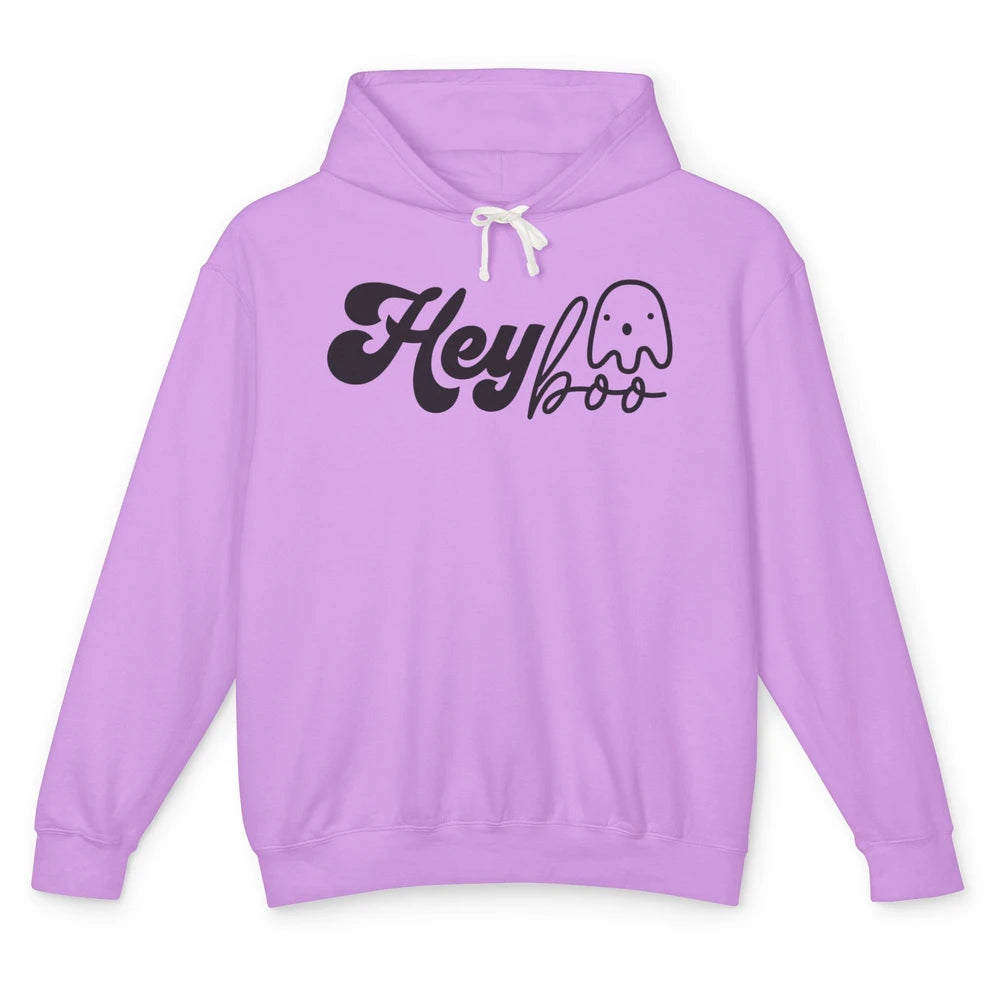 Funny Ghost Hey Boo Pumpkin Halloween Autumn Thanksgiving Unisex Lightweight Hoodie