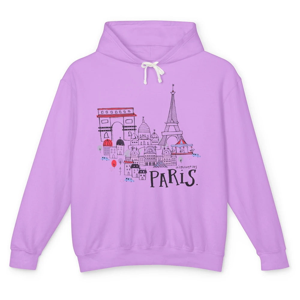 Paris Eiffel Tower Travel France Gift Paris Skyline Unisex Lightweight Hoodie