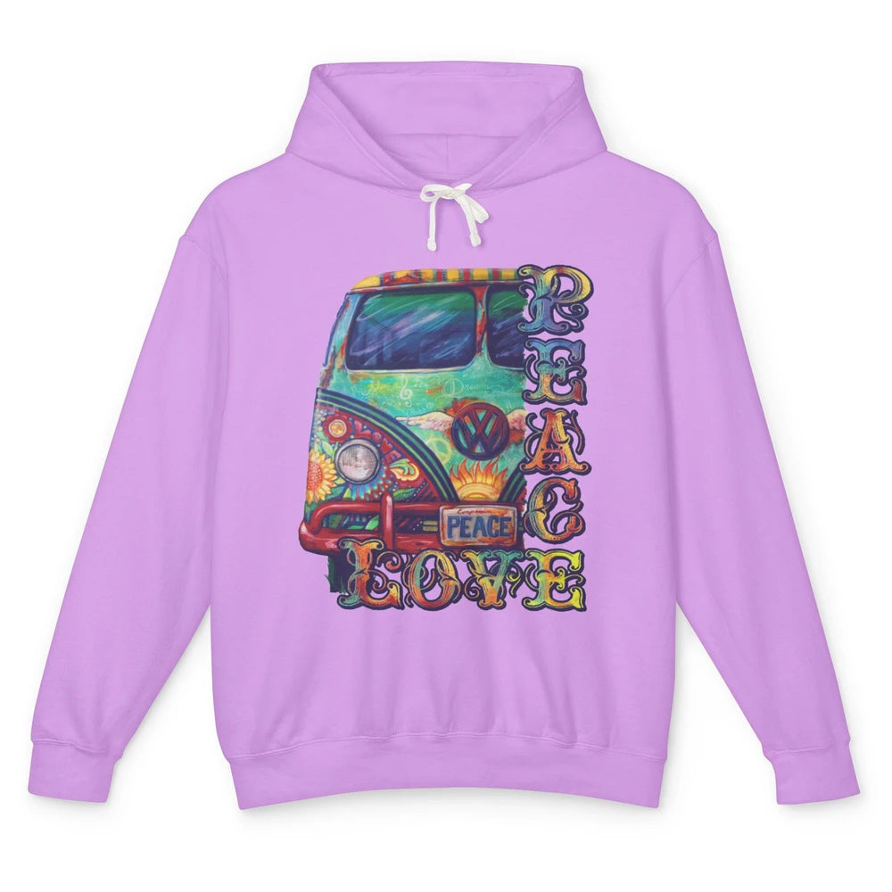 Peace And Love Hippie Van Peacemobile Vintage Gift Camping Unisex Lightweight Hoodie