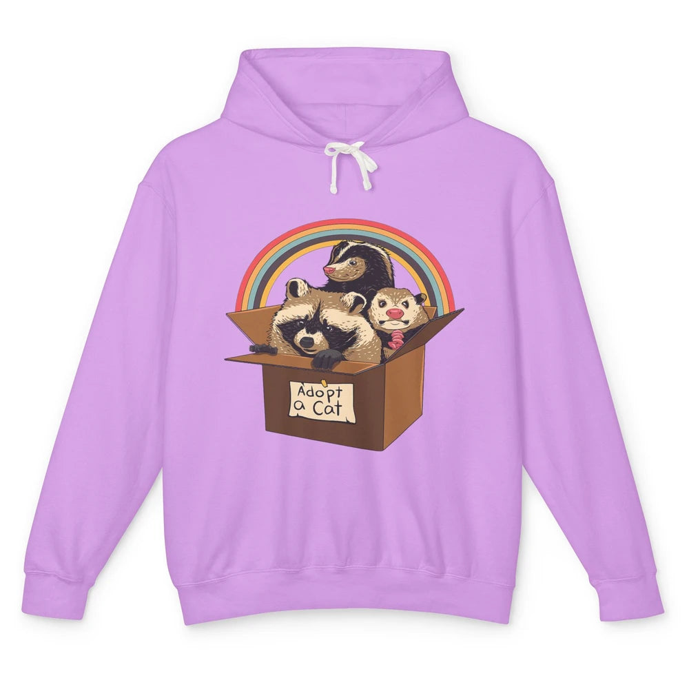 Retro Adopt A Cat Raccoon Panda Skunk Possum Adoption Street Unisex Lightweight Hoodie