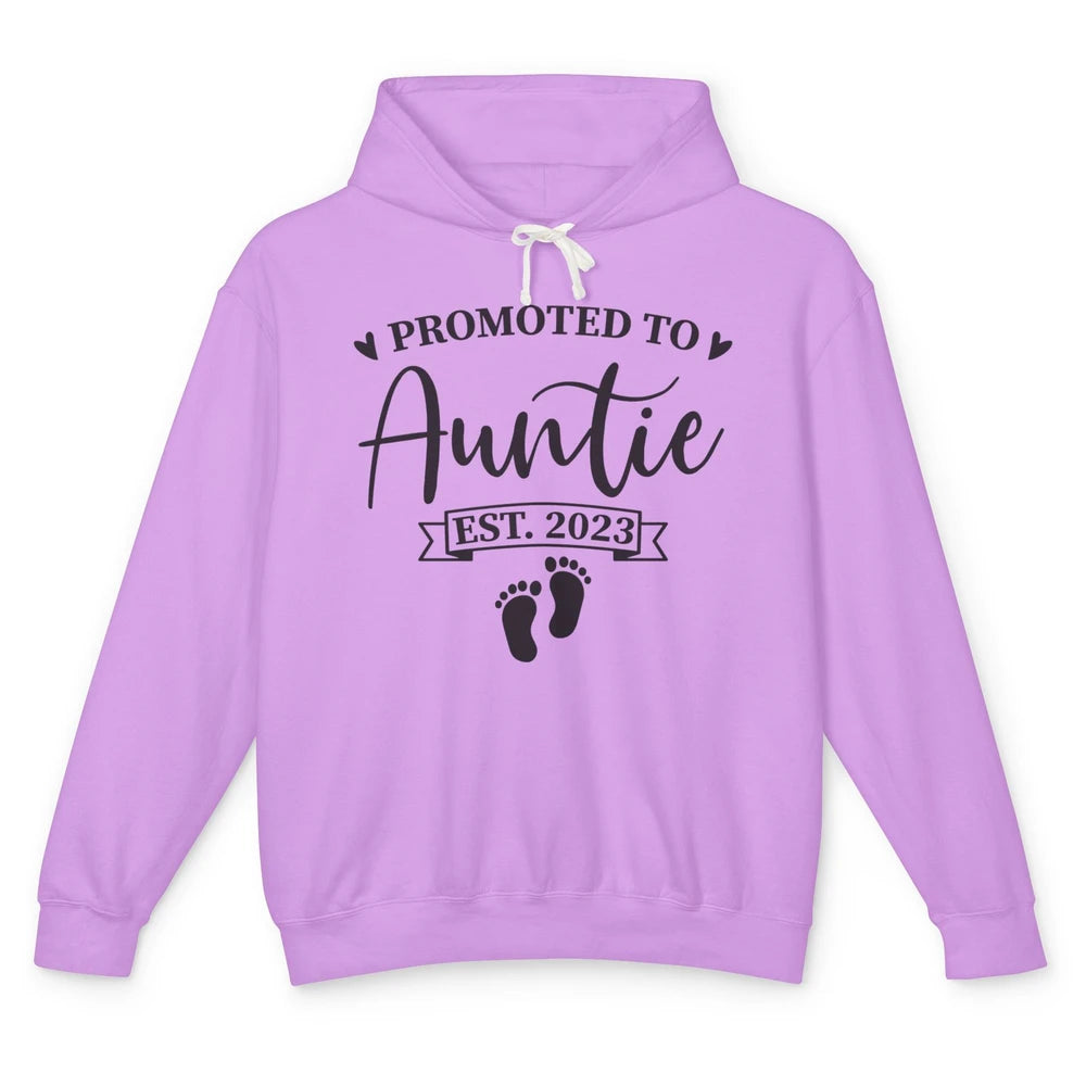 Promoted To Auntie Est 2023 Auntie To Be Baby Reveal Gift Unisex Lightweight Hoodie
