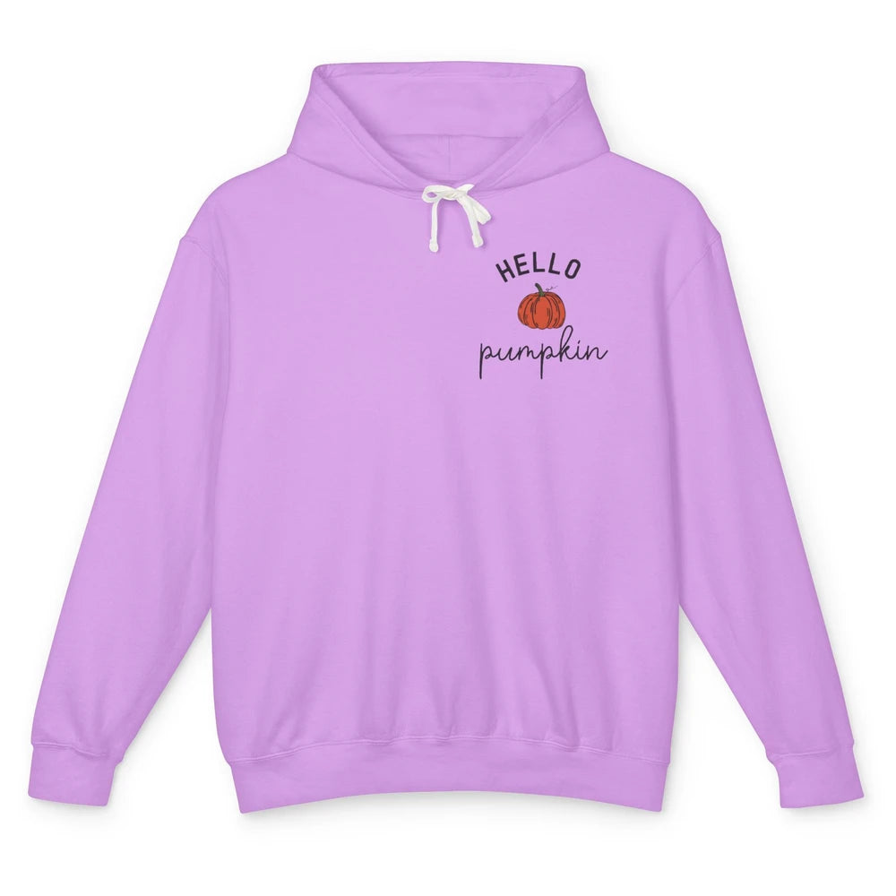 Pumpkin Halloween Hello Pumpkin Fall Thanksgiving Pocket Unisex Lightweight Hoodie
