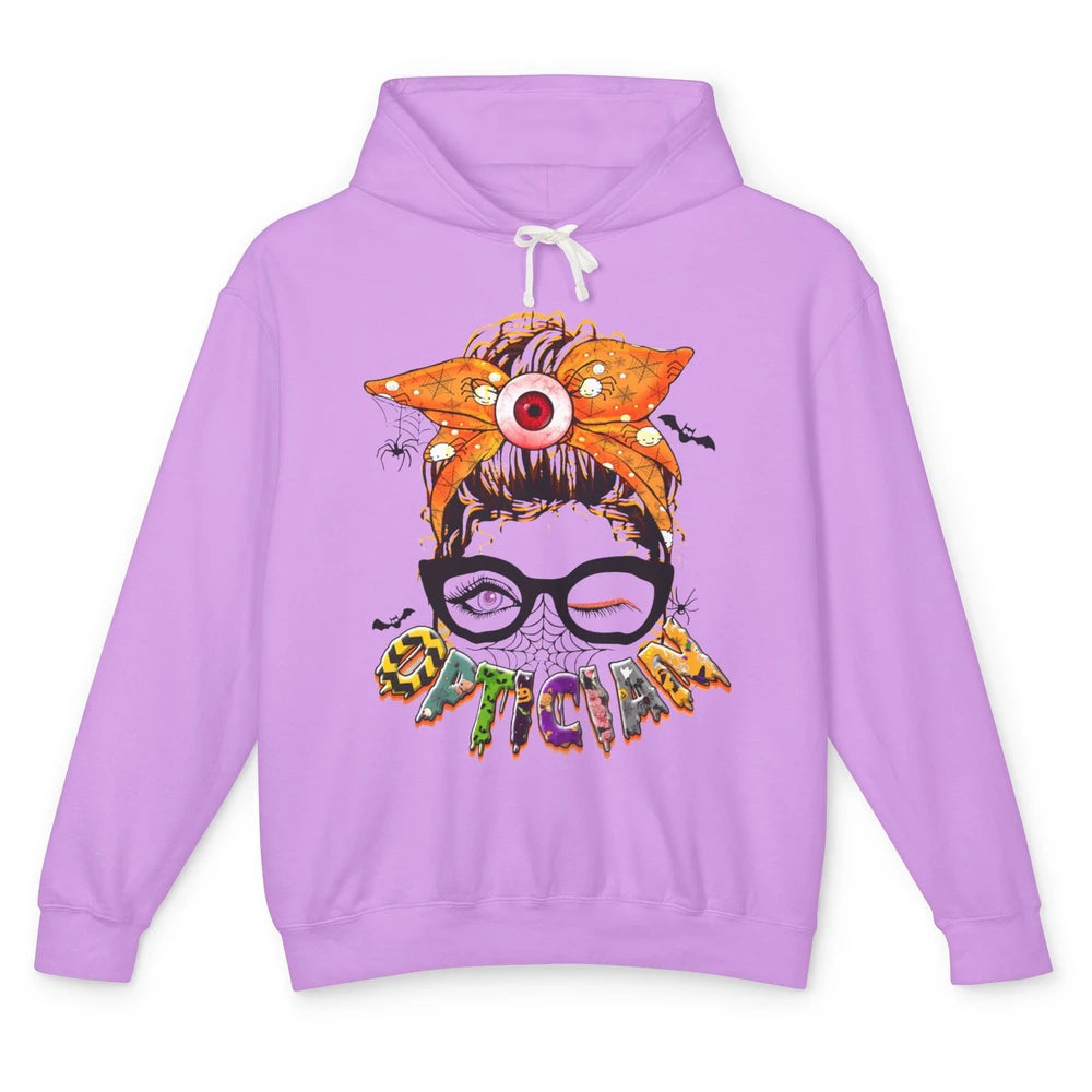 Optician Halloween Women Messy Bun Optometrist Ophthalmic Unisex Lightweight Hoodie