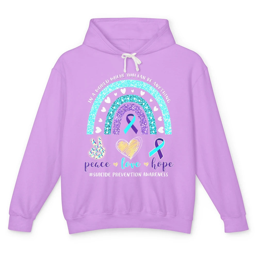 Peace Hope Love Rainbow Suicide Prevention Awareness Month Unisex Lightweight Hoodie