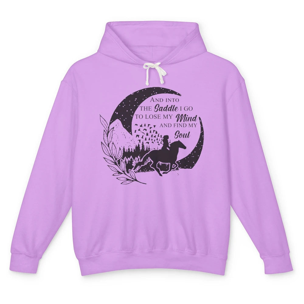 Retro Cowgirl Into The Saddle I Go Western Country Cowboy Unisex Lightweight Hoodie