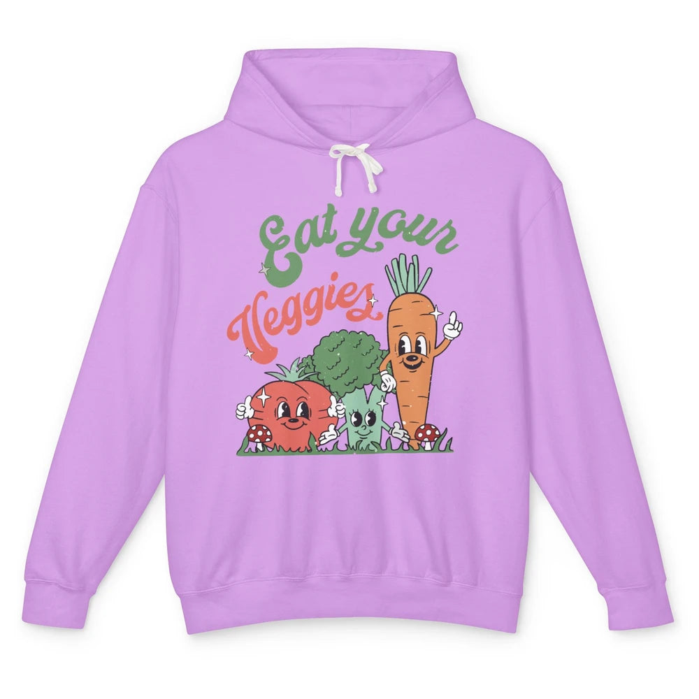 Retro Farm Fruit Eat Your Veggies Tomato Carrot Vegan Farmer Unisex Lightweight Hoodie