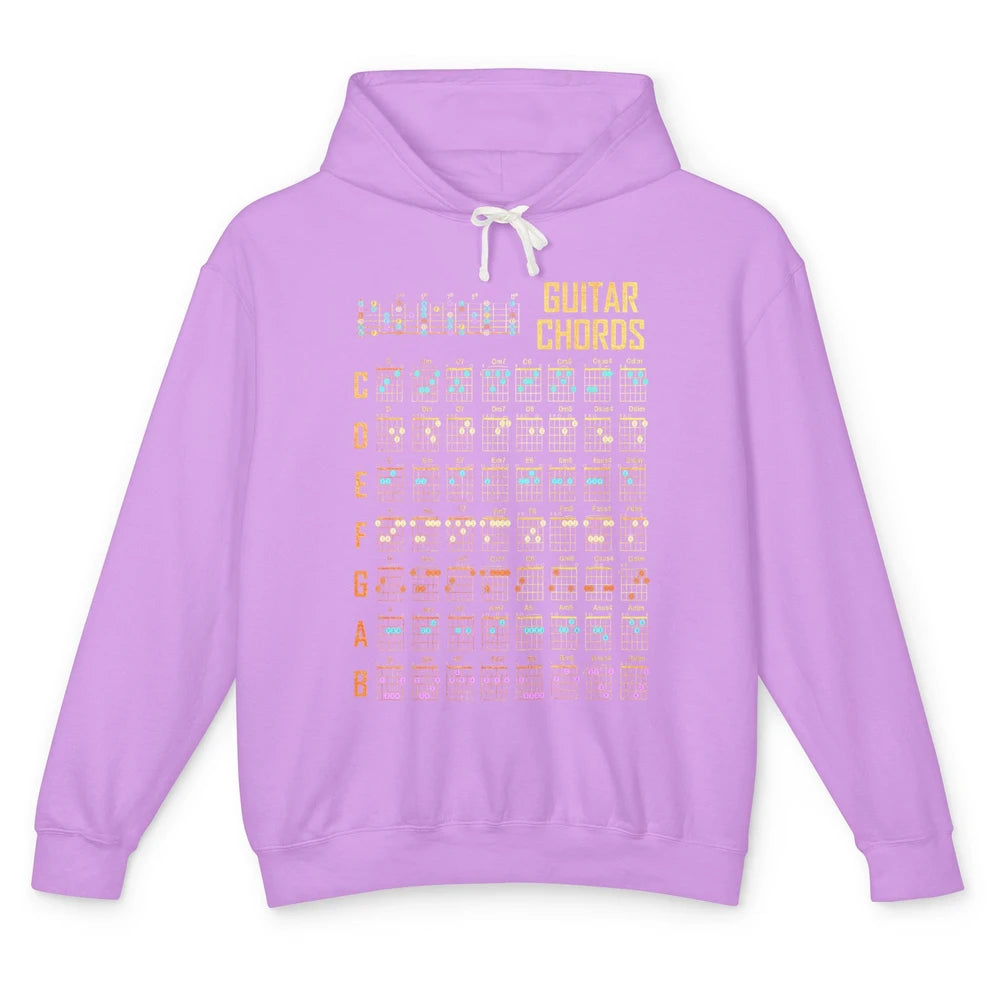 Music Art Guitar Chords Retro Guitarist Play Guitar Musician Unisex Lightweight Hoodie