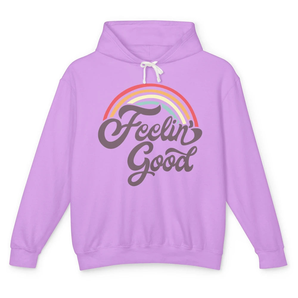 Retro Rainbow Feeling Good Hippie Summer Vintage Positive Unisex Lightweight Hoodie