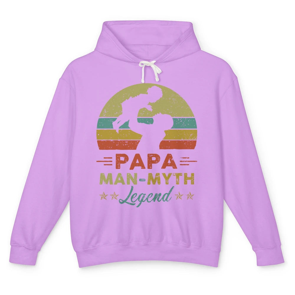 Papa Man Myth Legend Fathers Day Vintage Unisex Lightweight Hoodie