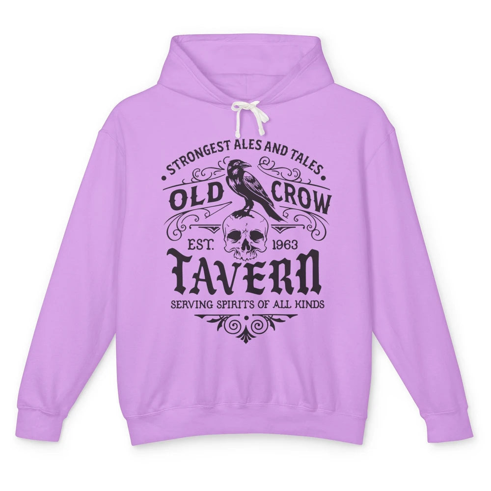 Old Crow Farmhouse Tavern Serving Spirit All Kinds Halloween Unisex Lightweight Hoodie