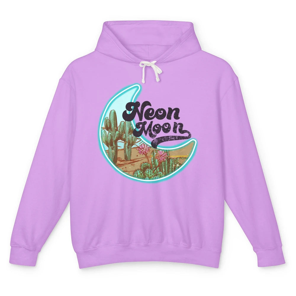 Neon Moon Cactus Flower Desert Western Cowboy Rodeo Vintage Unisex Lightweight Hoodie