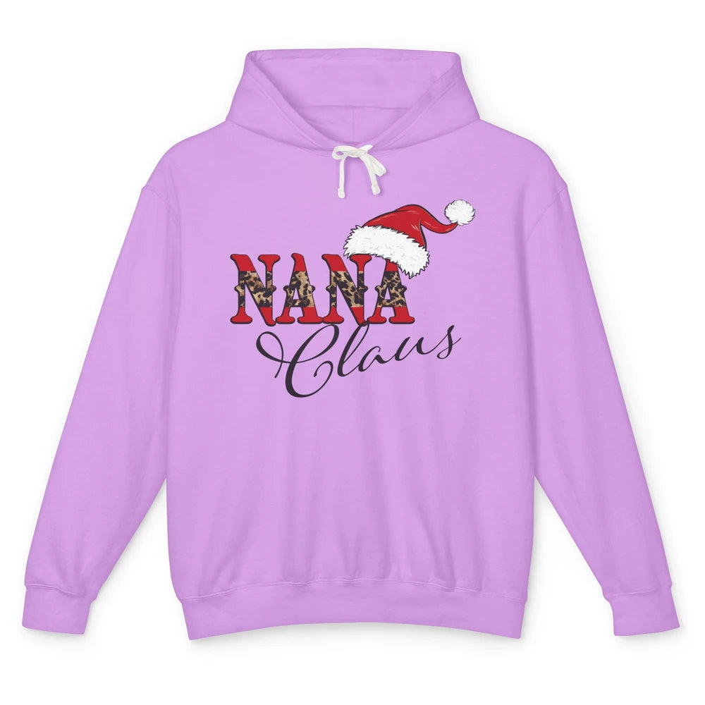 Nana Claus Western Nana Santa Hat Christmas Grandma Leopard Unisex Lightweight Hoodie