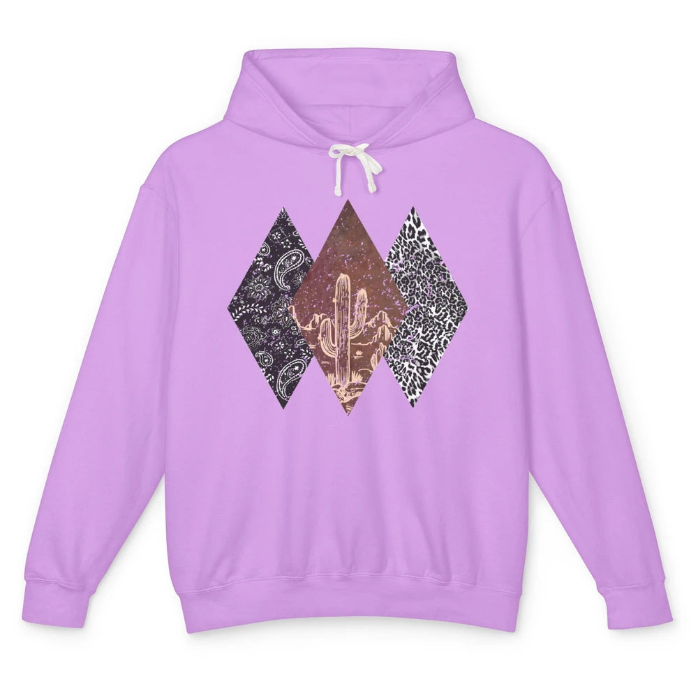 Retro Leopard Desert Cactus Sunset Western Country Cowgirl Unisex Lightweight Hoodie