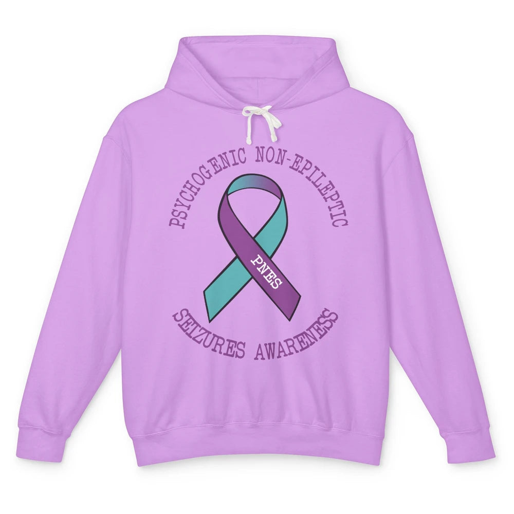 Psychogenic Non-epileptic Seizures PNES Purple Teal Ribbon Unisex Lightweight Hoodie