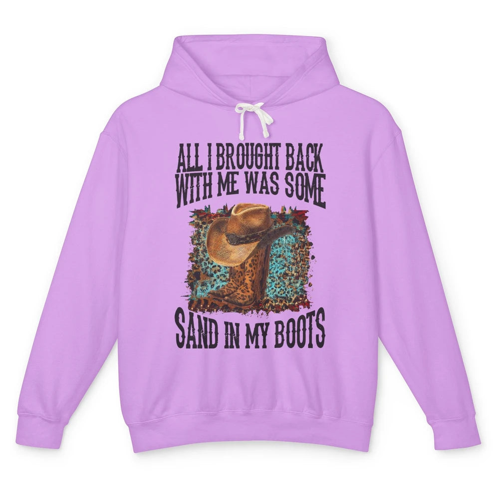 Retro Leopard Sand In My Boots Western Cowgirl Cowboy Hat Unisex Lightweight Hoodie