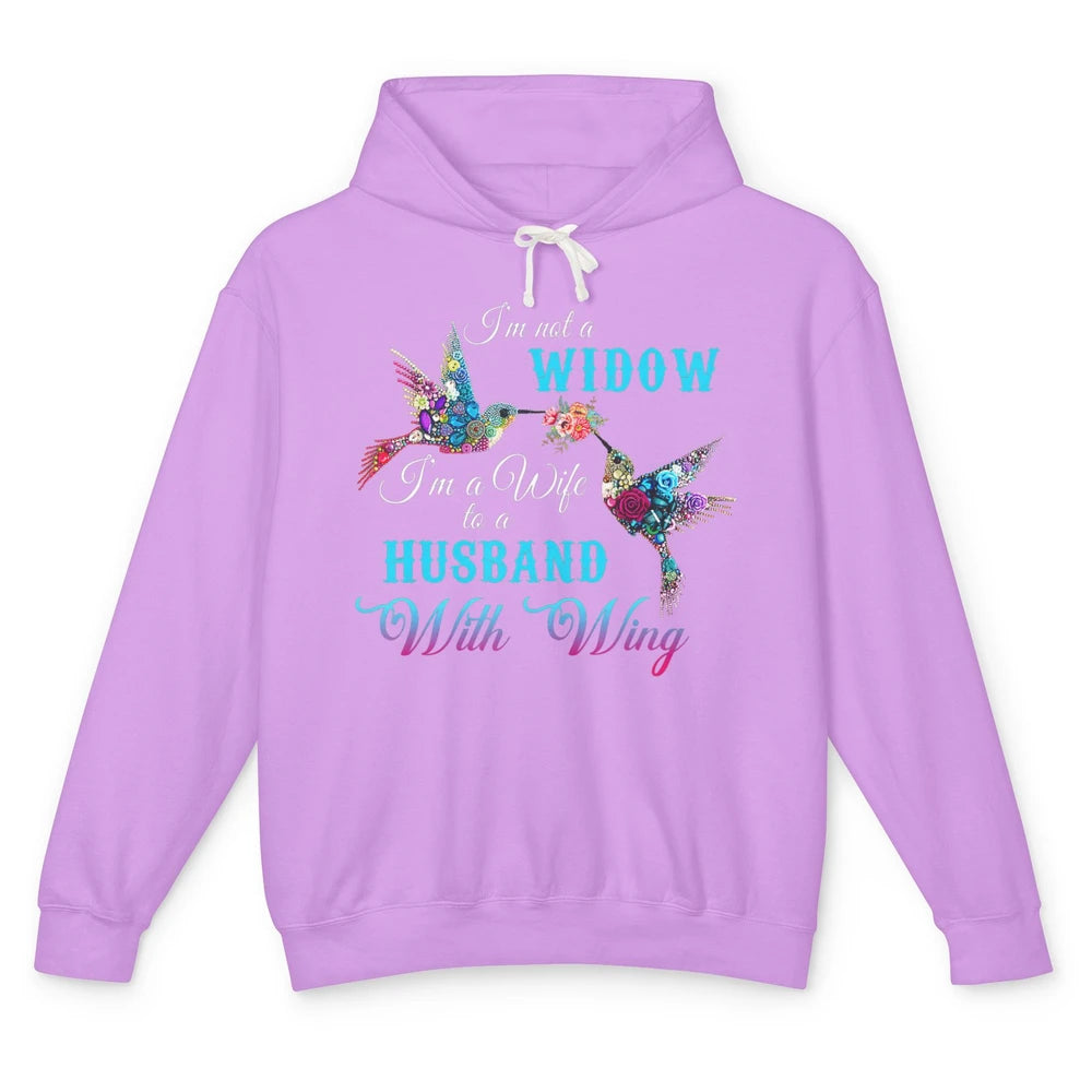 Not Widow Wife Of Husband In Heaven Angel With Wings Birds Unisex Lightweight Hoodie