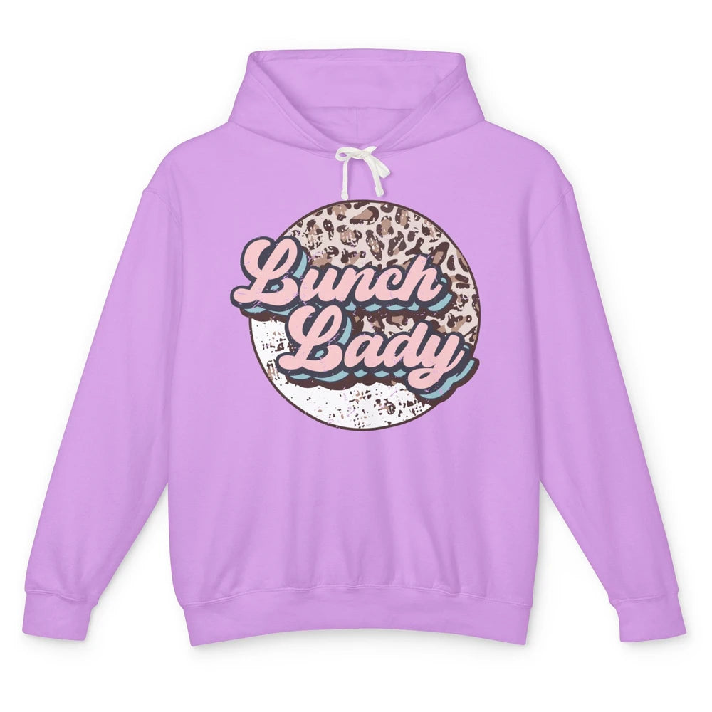 Retro Leopard Lunch Lady Cafeteria Life Lunch Lady Halloween Unisex Lightweight Hoodie