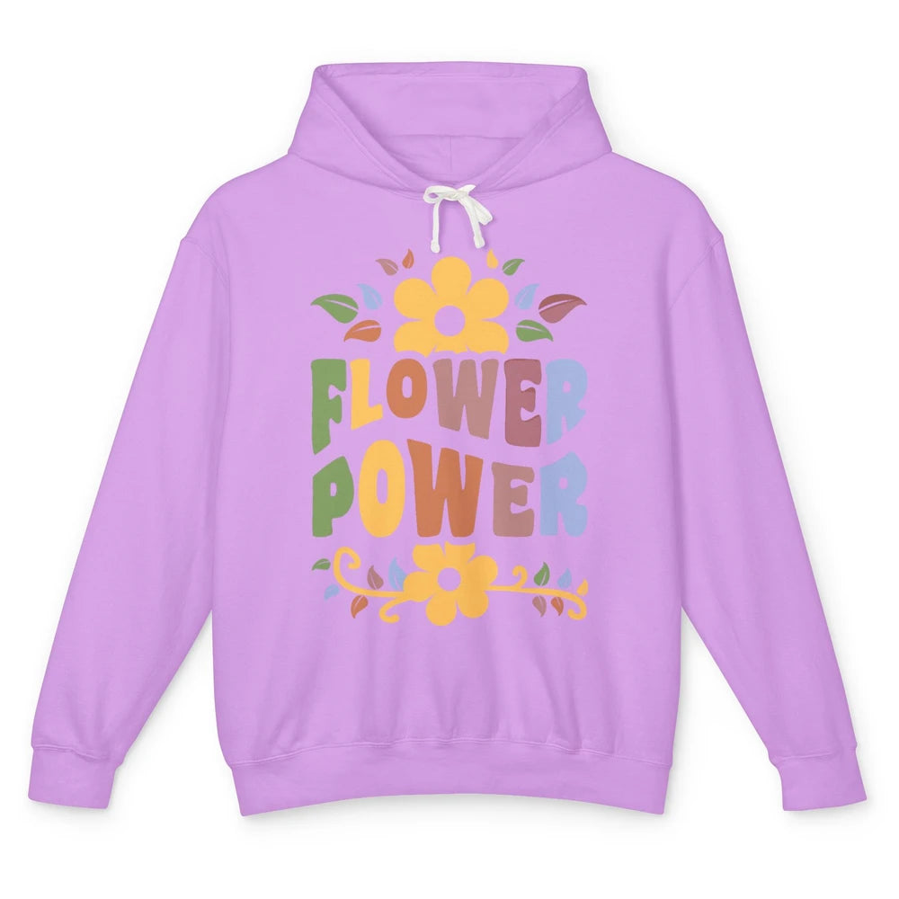 Retro 60s Groovy Flower Power 1960s Hippie Floral Positive Unisex Lightweight Hoodie