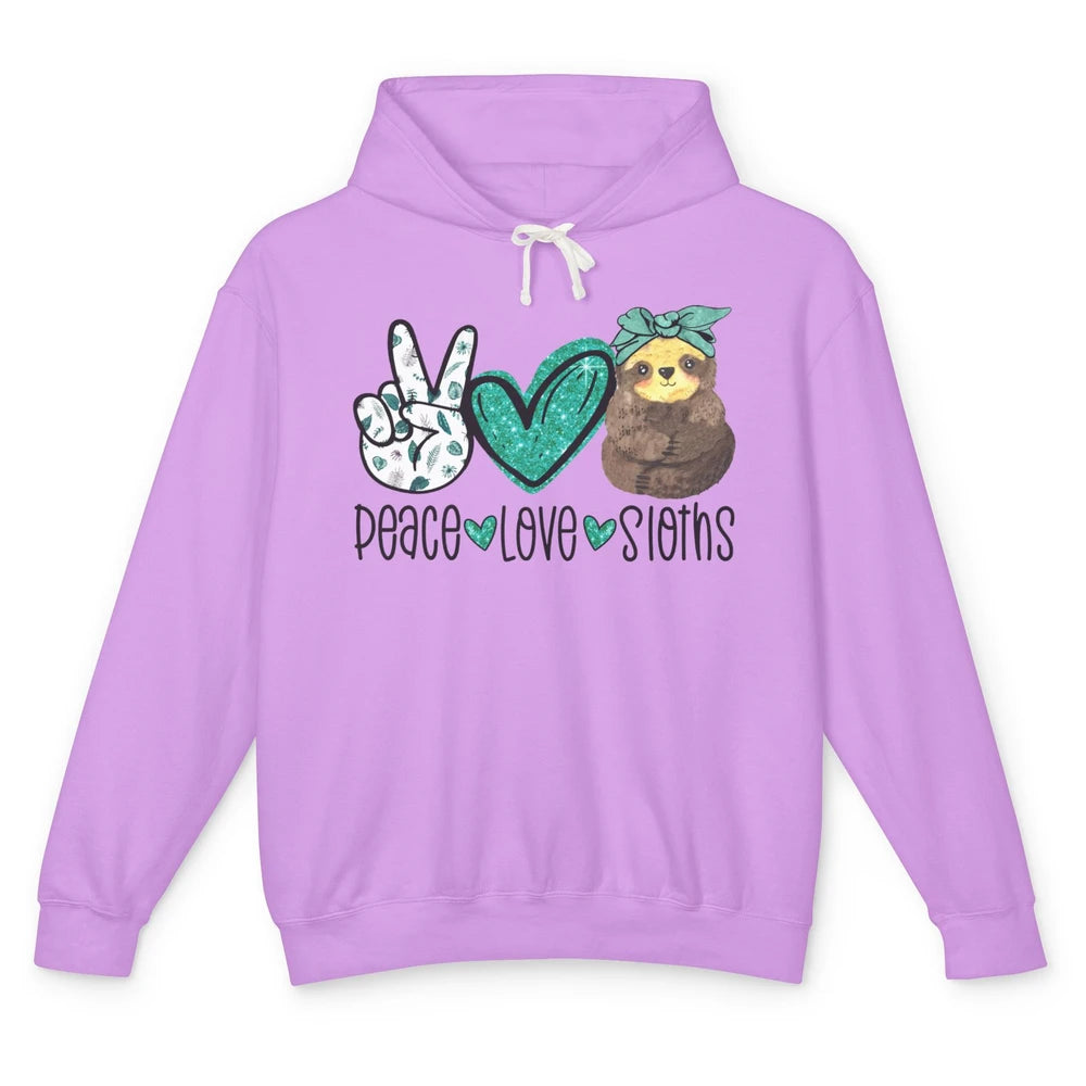 Peace Love Sloths Cute Baby Sloth With Bandana Sloth Lovers Unisex Lightweight Hoodie
