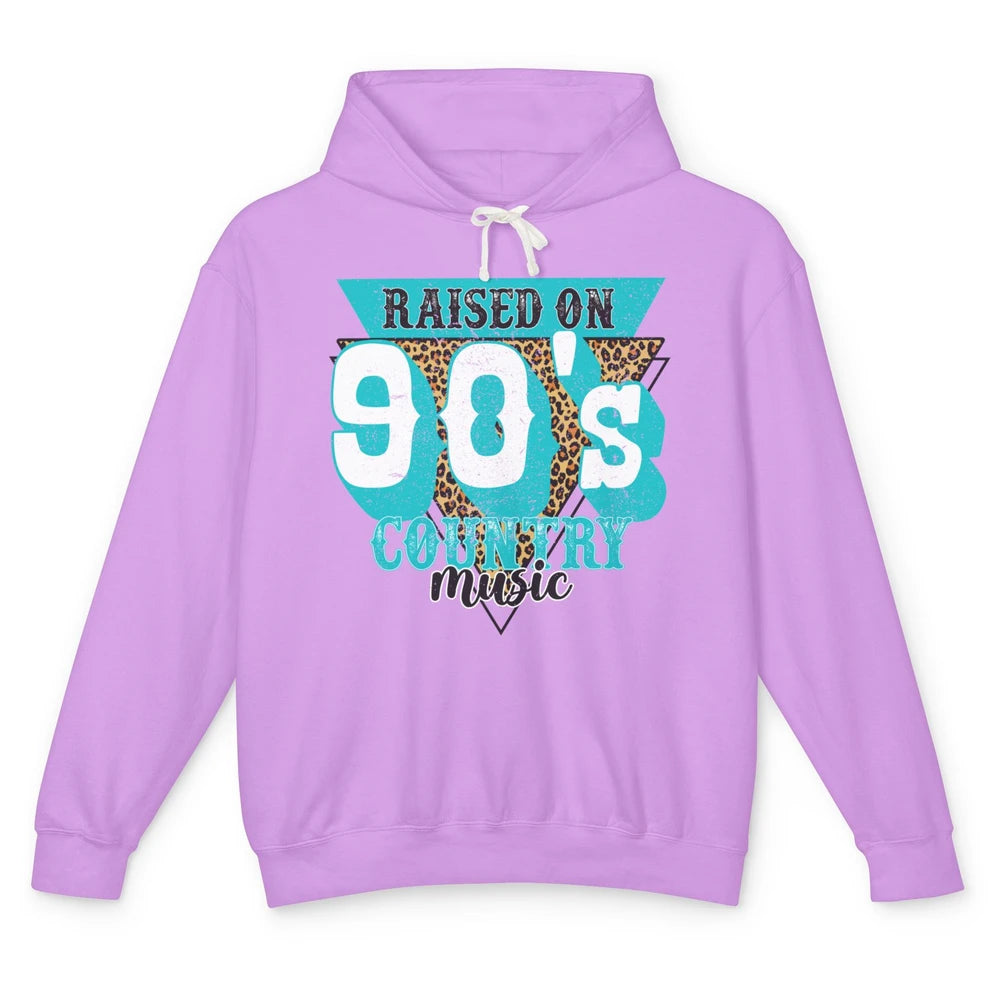 Retro Leopard Raised On 90s Country Music Western Cowgirl Unisex Lightweight Hoodie