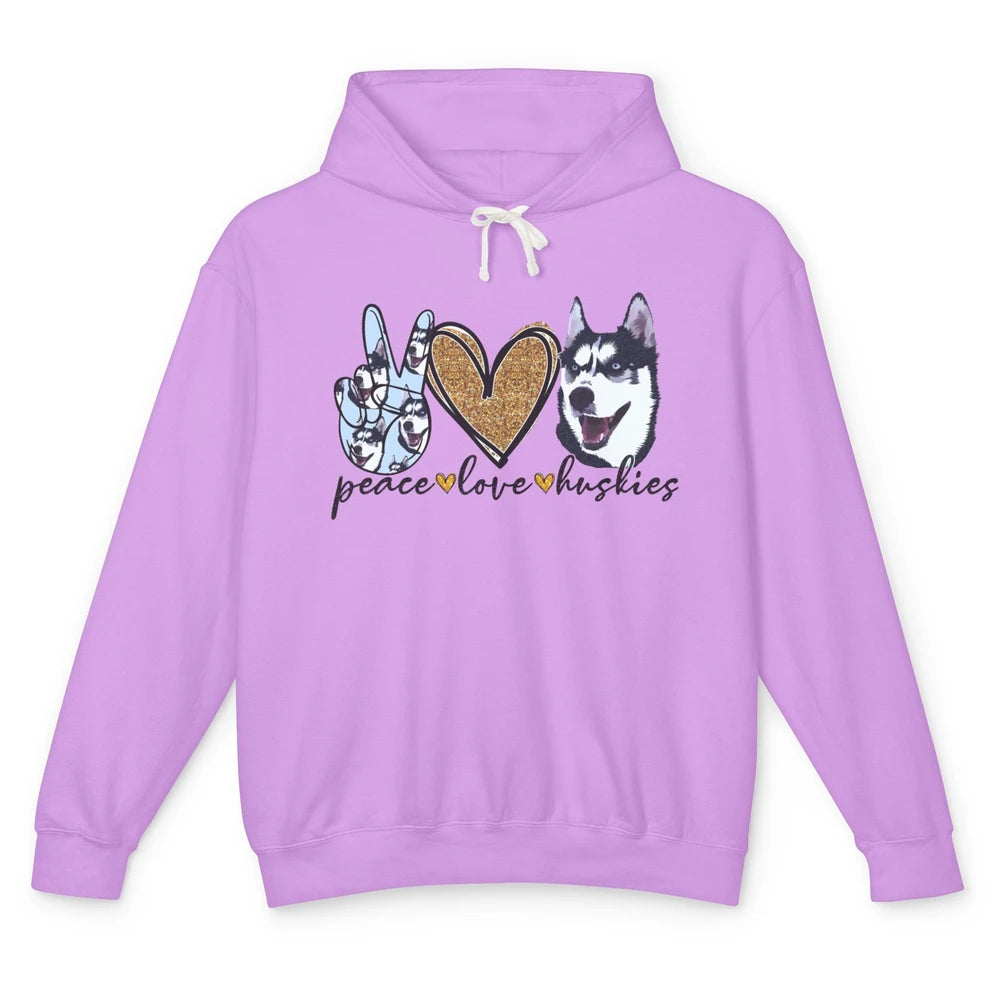 Peace Love Husky Funny Siberian Husky Mom Dog Lovers Gift Unisex Lightweight Hoodie