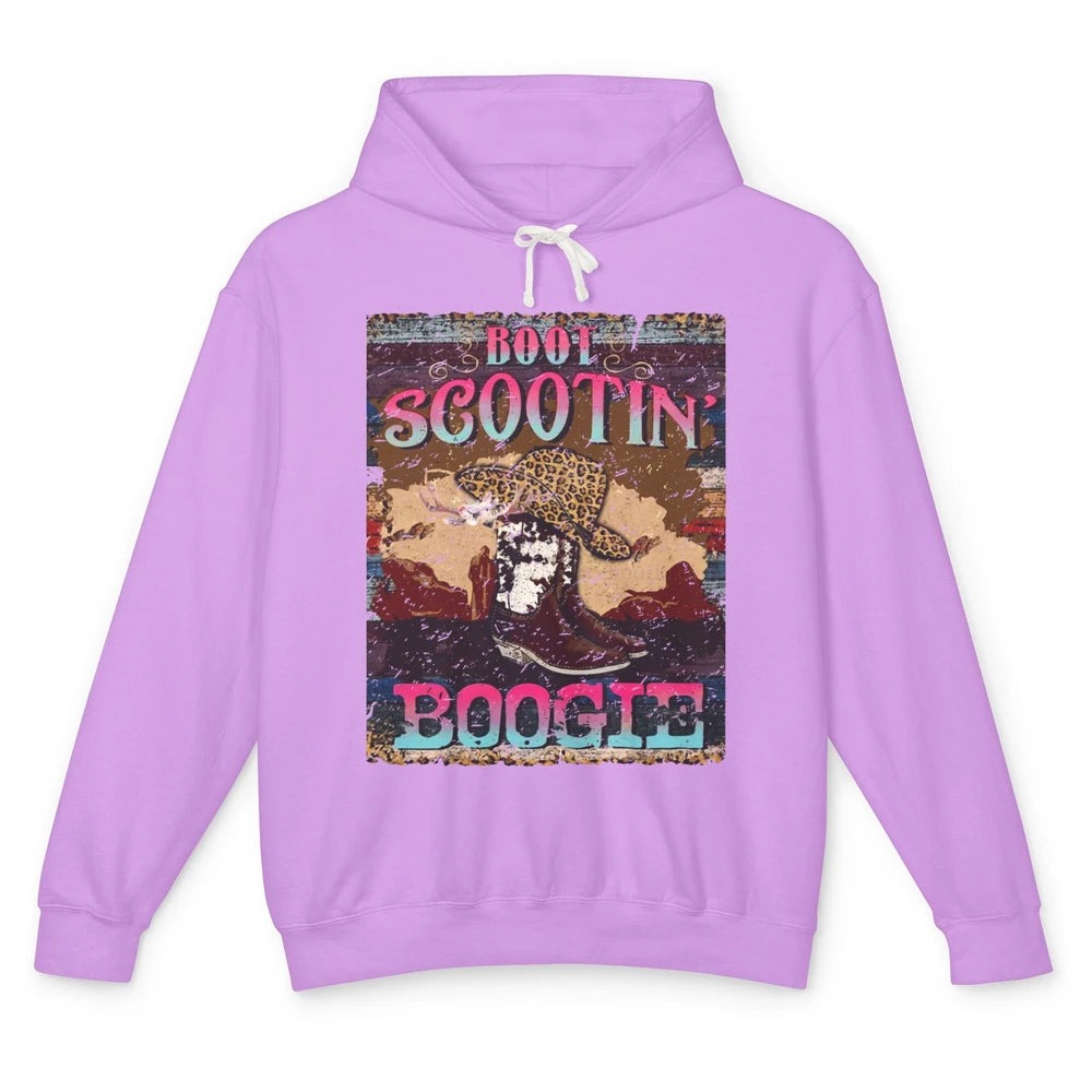 Leopard Cowboy Boots Hat Boot Scootin Boogie Western Country Unisex Lightweight Hoodie