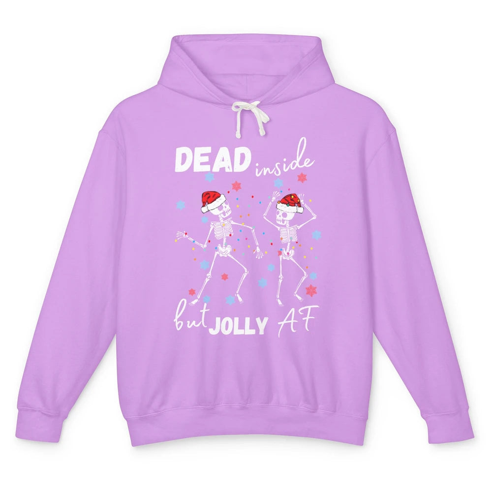 Dancing Skeleton Dead Inside But Jolly AF Christmas Costume Unisex Lightweight Hoodie