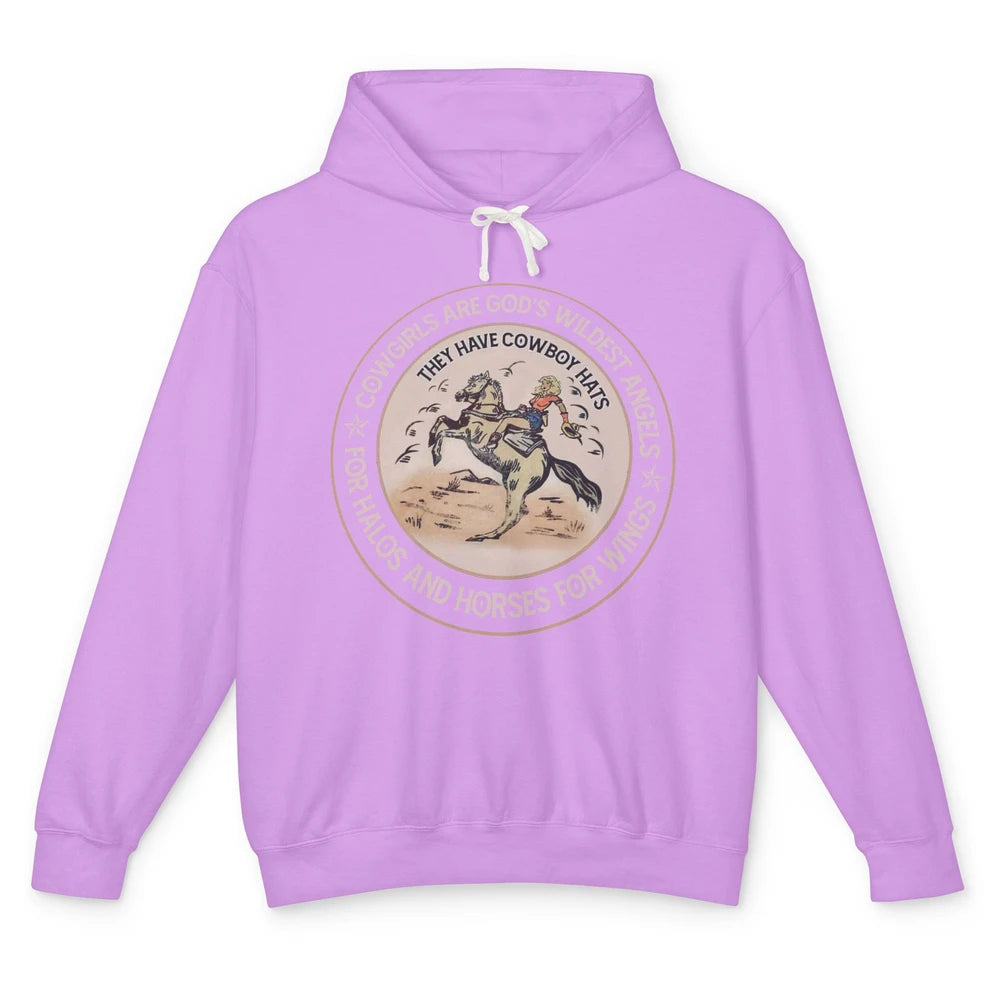 Retro Cowgirls Are God's Wildest Angel Western Country Rodeo Unisex Lightweight Hoodie