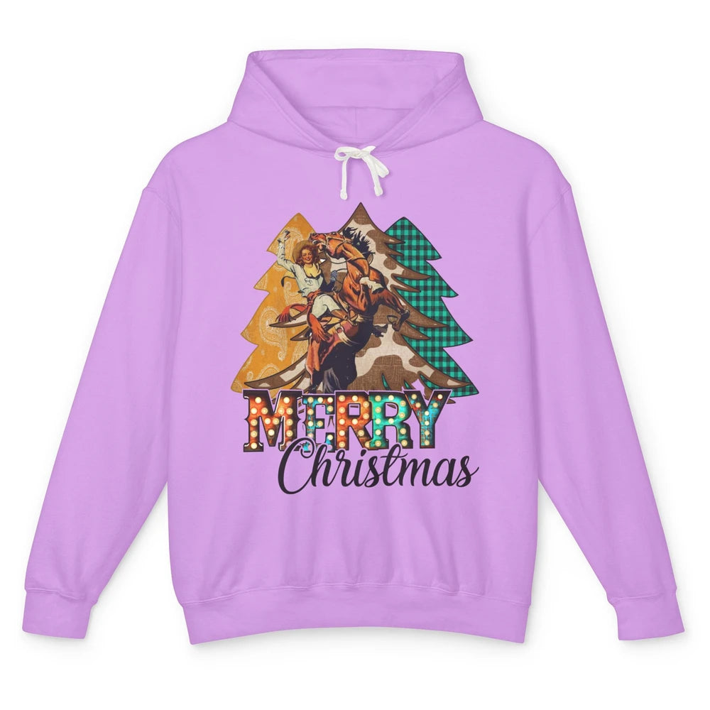 Rodeo Mom Cowgirl Christmas Tree Western Country Cowboy Gift Unisex Lightweight Hoodie