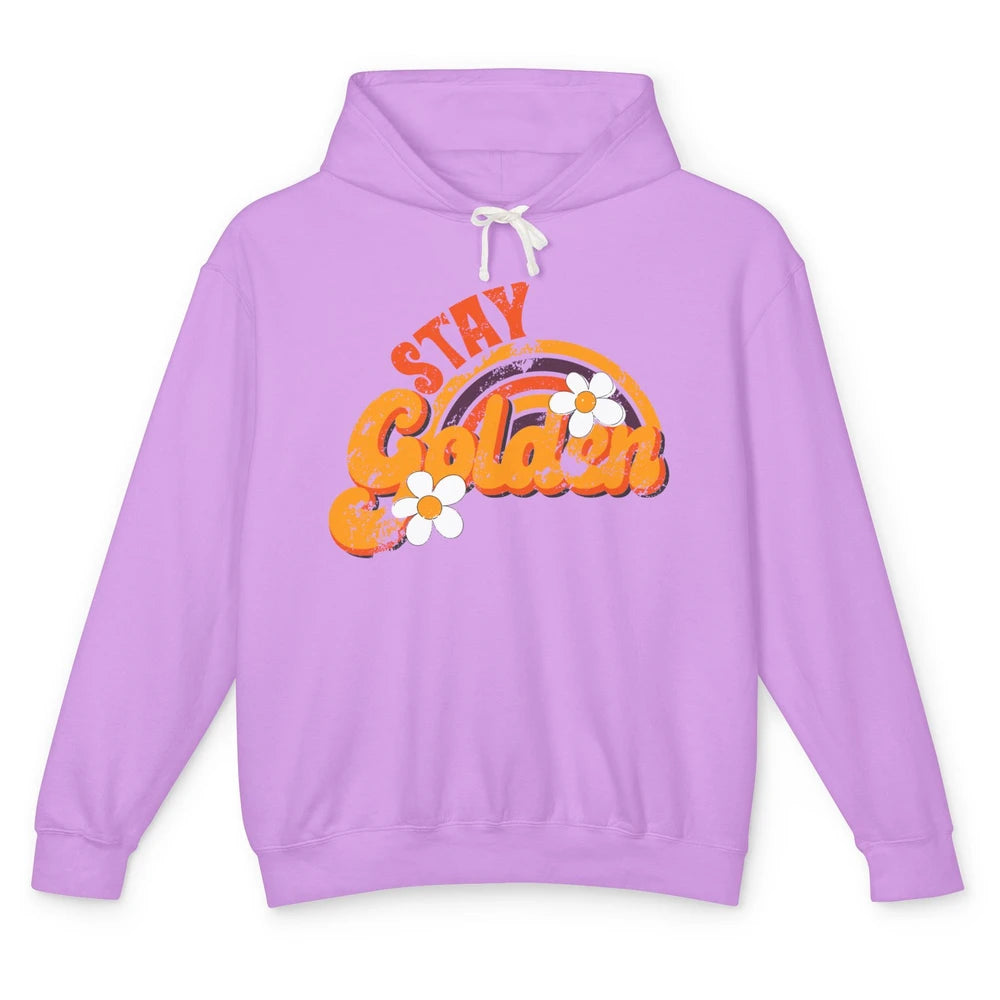 Retro Daisy Rainbow Stay Golden Summer Vintage Positive Life Unisex Lightweight Hoodie