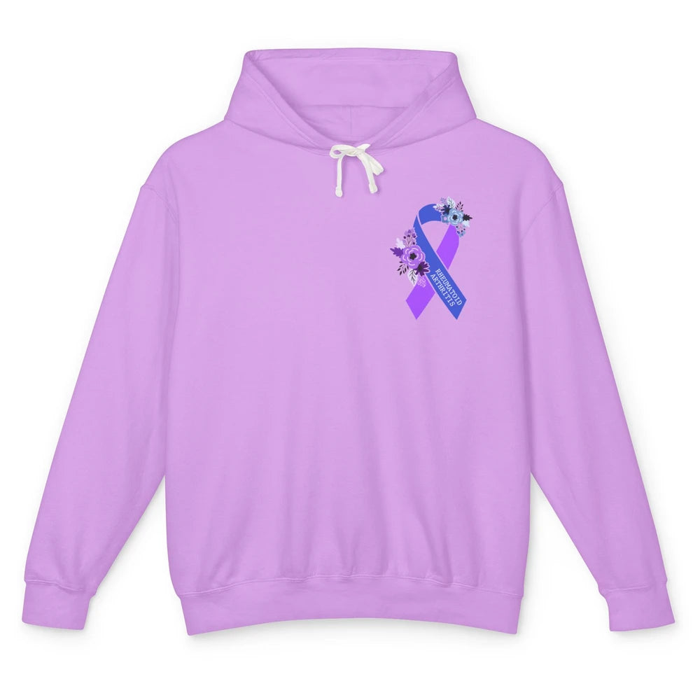 Rheumatoid Arthritis RA Awareness Support Blue Purple Ribbon Unisex Lightweight Hoodie