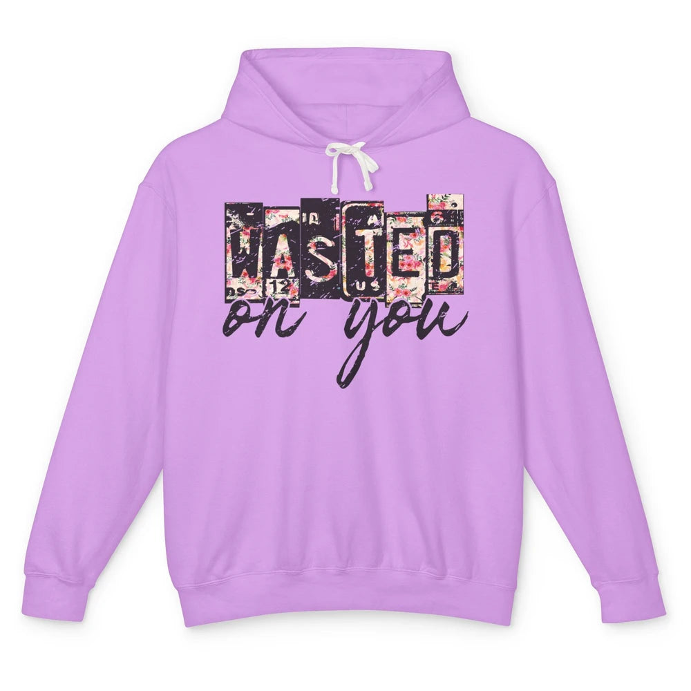 Retro Floral Wasted On You Western Country Cowgirl Gift Unisex Lightweight Hoodie